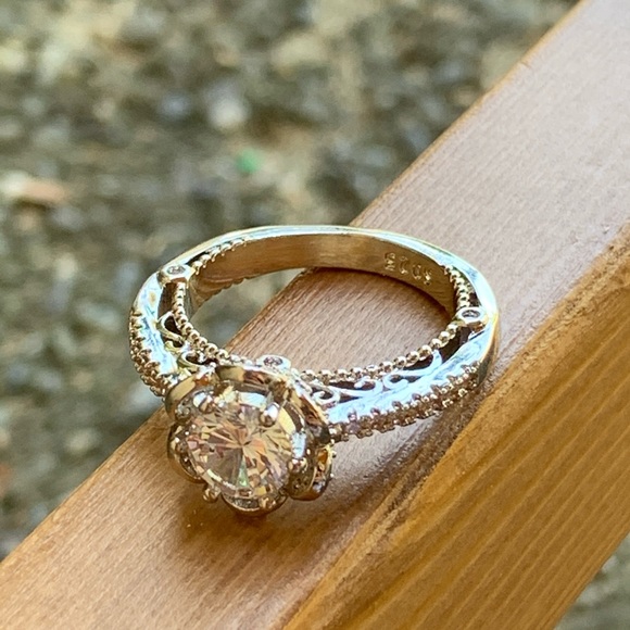 Silver Rings Round Cut White Sapphire Wedding - Picture 3 of 11